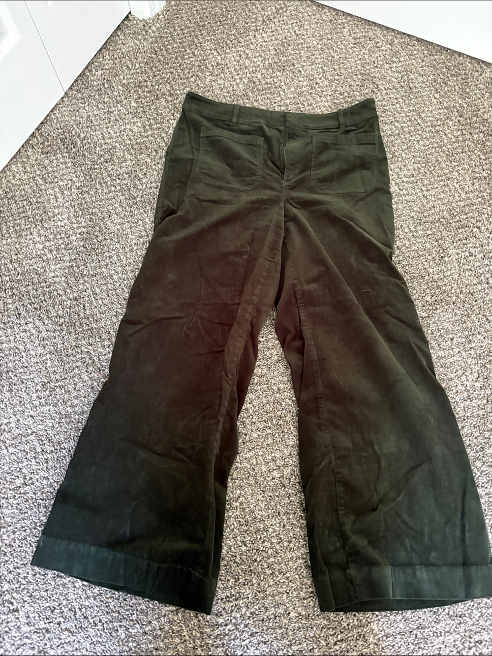 LOFT Palmer Wide-Leg Corduroy Trousers - green